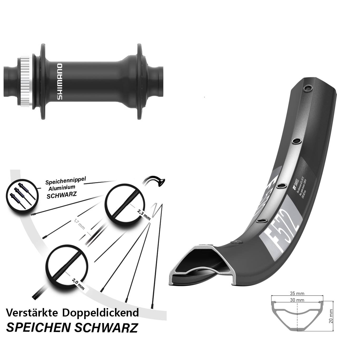 Centerlock Vorderrad 27,5 Zoll DT Swiss F572 Shimano HB-MT410-B 15x110 Boost