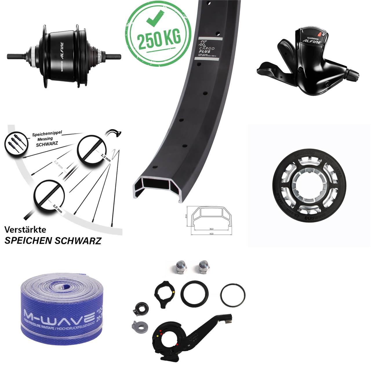 KX Cargo Plus 26 Zoll Hinterrad Shimano Alfine 8-Gang schwarz Lastenrad