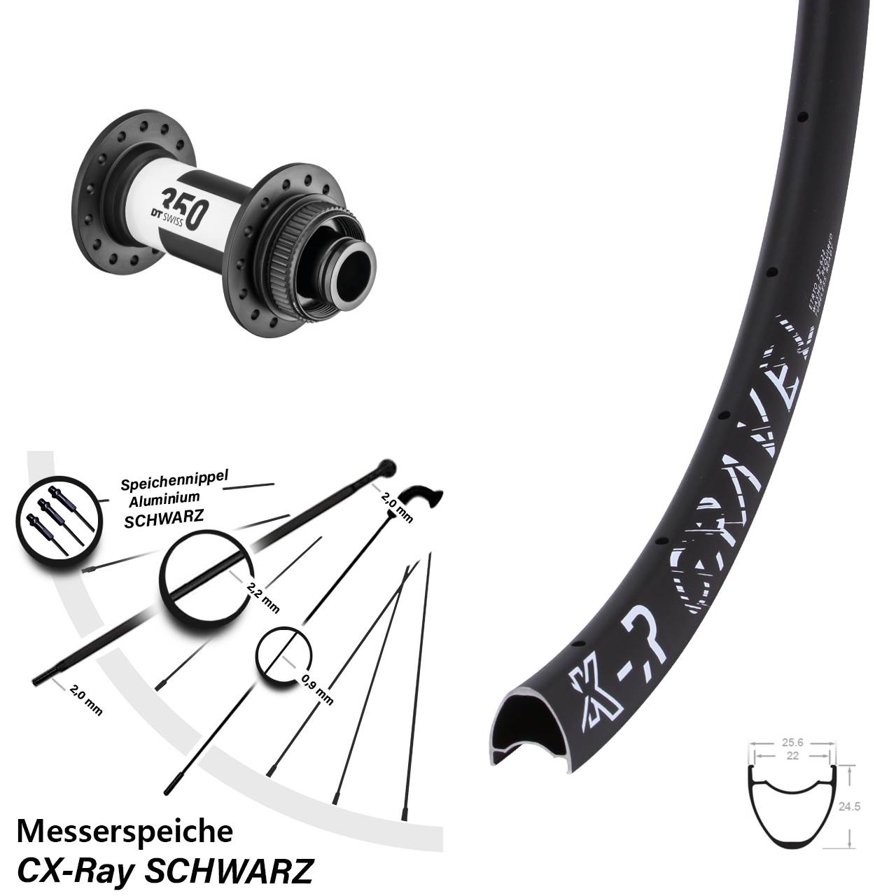 KX-R Gravel DT Swiss 350 28-29 Zoll Vorderrad Centerlock 15x100 CX-Ray