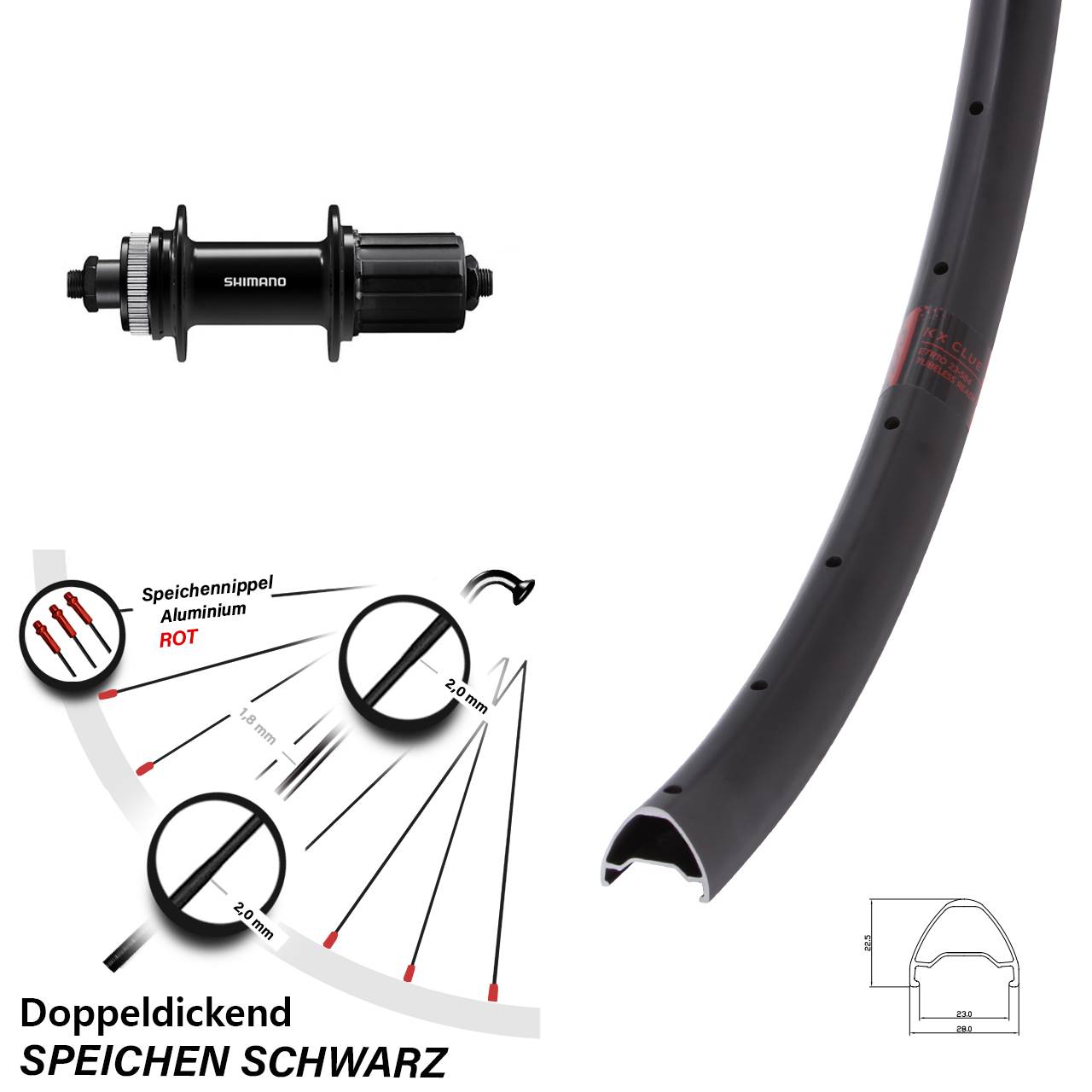 Hinterrad 28 Zoll Clue Shimano QC400