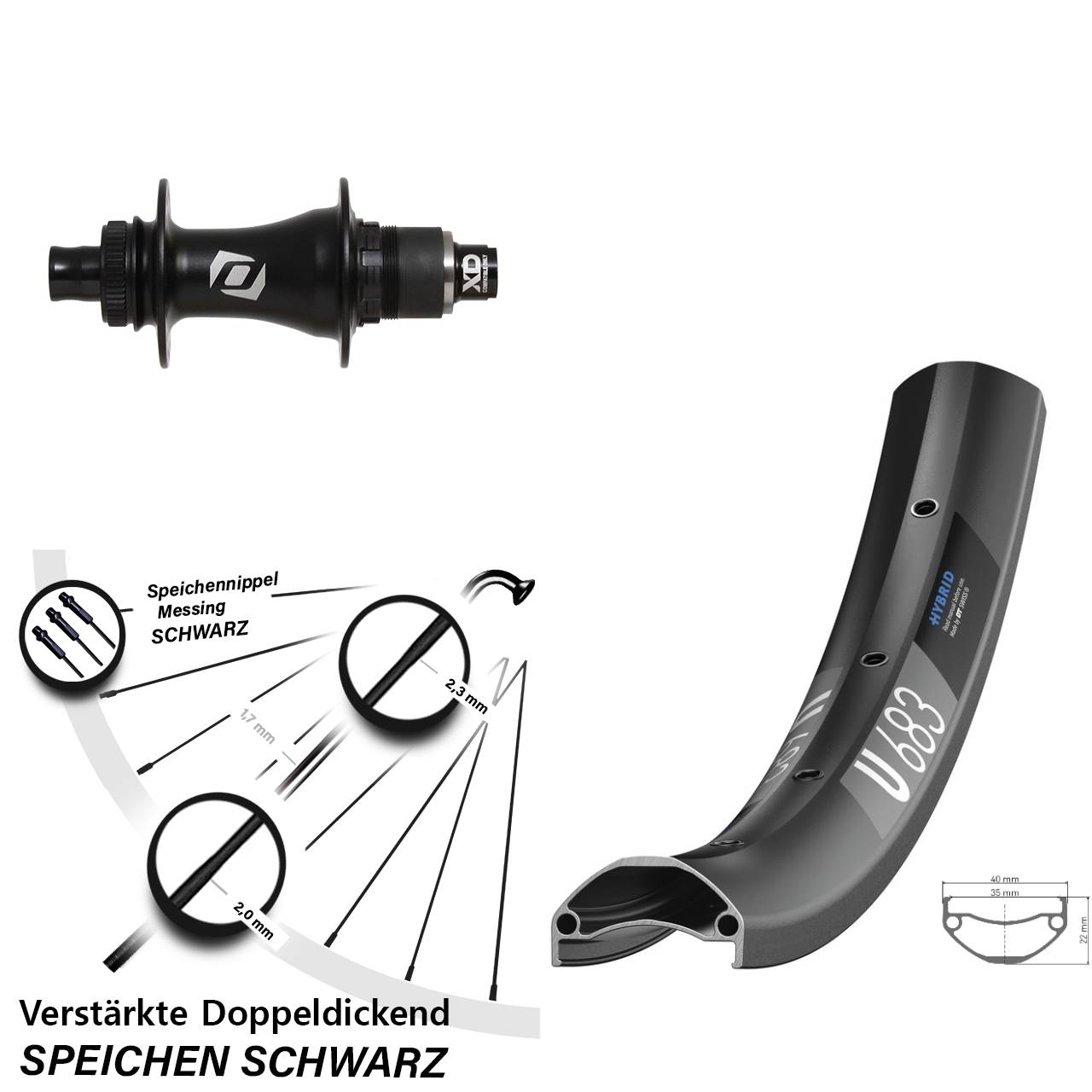 Centerlock Hinterrad 12x148 27,5 Zoll DT Swiss U 683 Syncros Boost SRAM XD