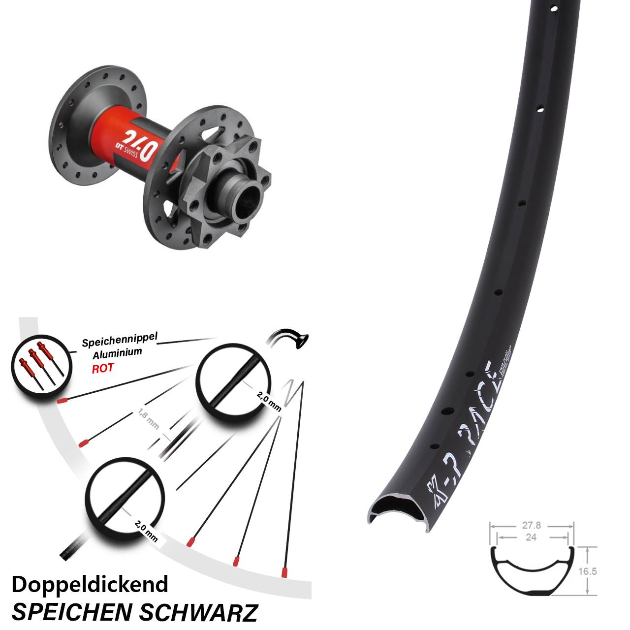 Boost Vorderrad 6-Loch 15x110 28 Zoll KX-R Race DT Swiss 240