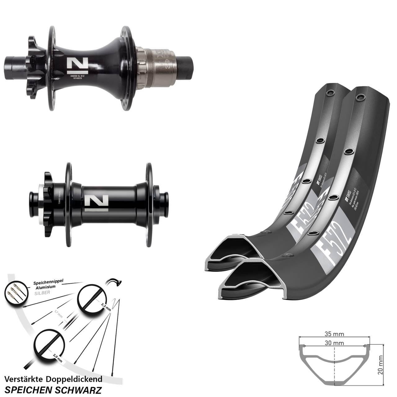 DT Swiss F572 Novatec D041SB D462 27,5 Zoll 6-Loch Laufradsatz Boost XD 11-12 fach
