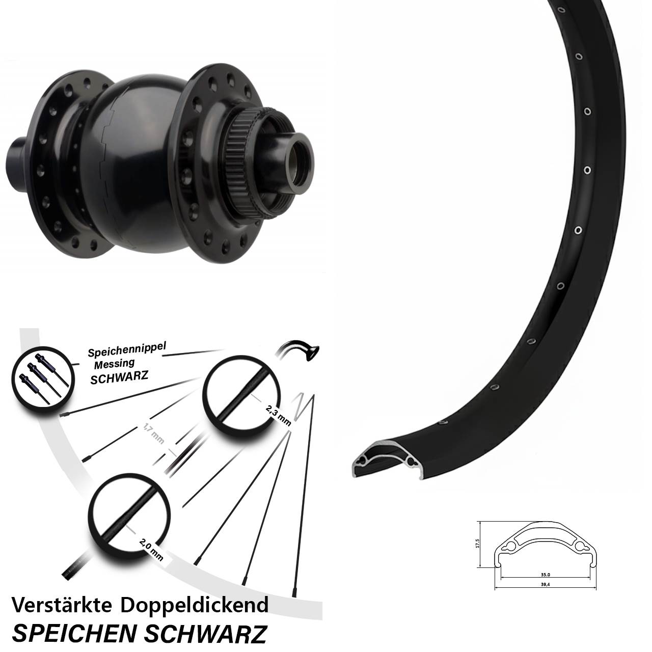 Nabendynamo-Vorderrad Centerlock 29 Zoll Ryde Disc 35 SON 28 15x110 Boost