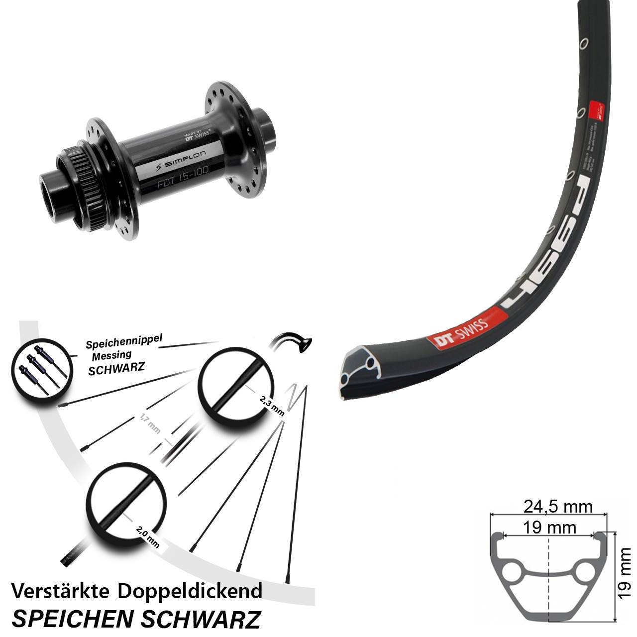 DT Swiss 466d-370 28 Zoll Centerlock Vorderrad 15x100