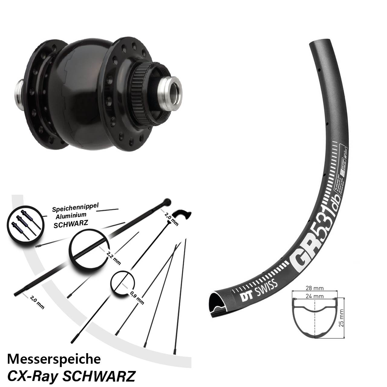 SON 28 DT Swiss GR531 29 Zoll Centerlock Dynamovorderrad 12x100 CX-Ray