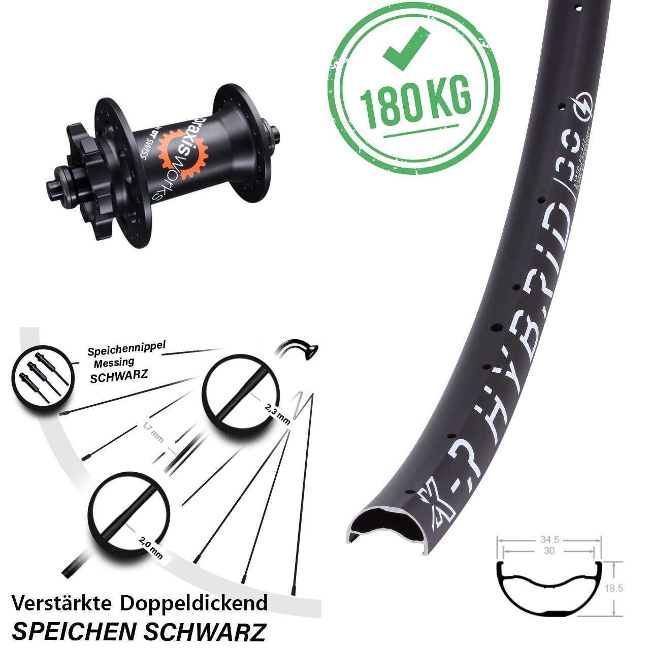 Disc Laufrad QR 29 Zoll KX-R Hybrid 30 DT Swiss 350