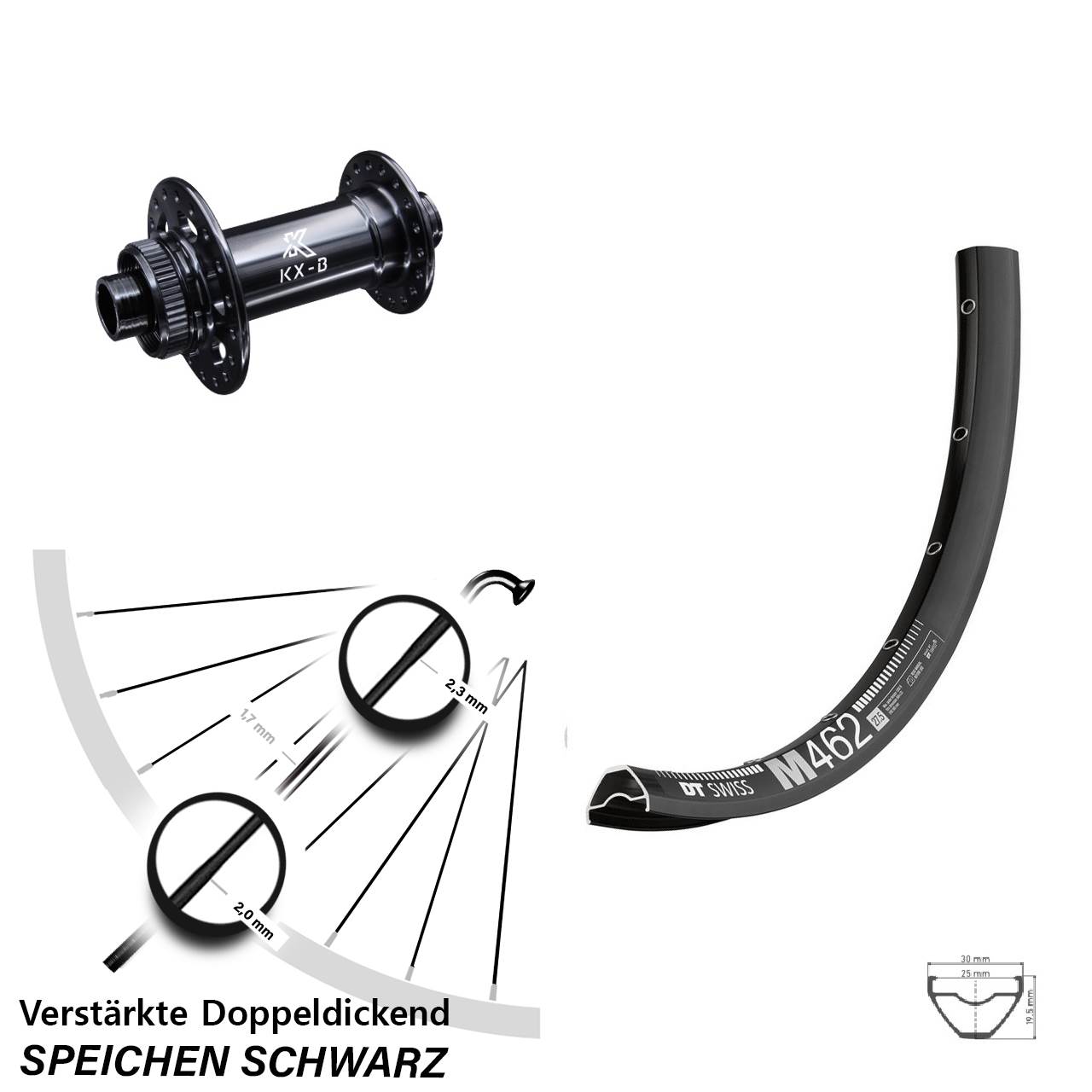 Boost Centerlock Vorderrad 15x110 27,5 Zoll DT Swiss M462 KX-B