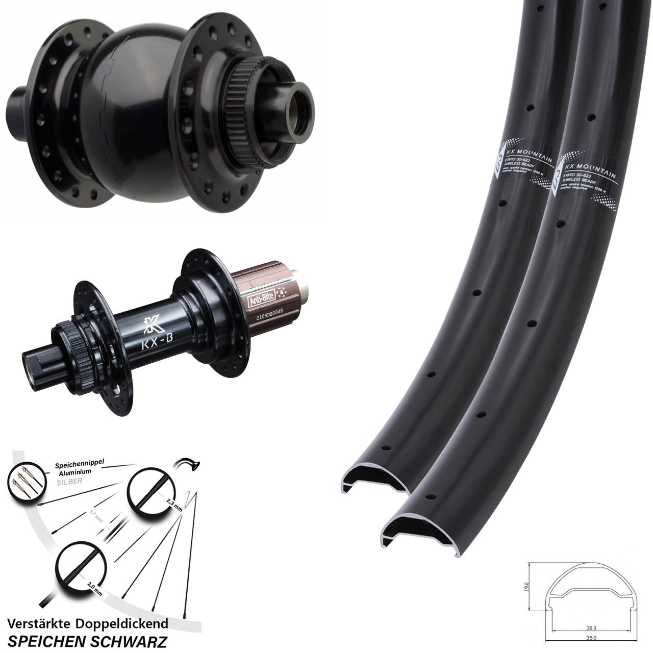 KX-B Mountain TR SON 28 29 Zoll Centerlock Laufradsatz 15x110 12x148 Boost 8-12 fach