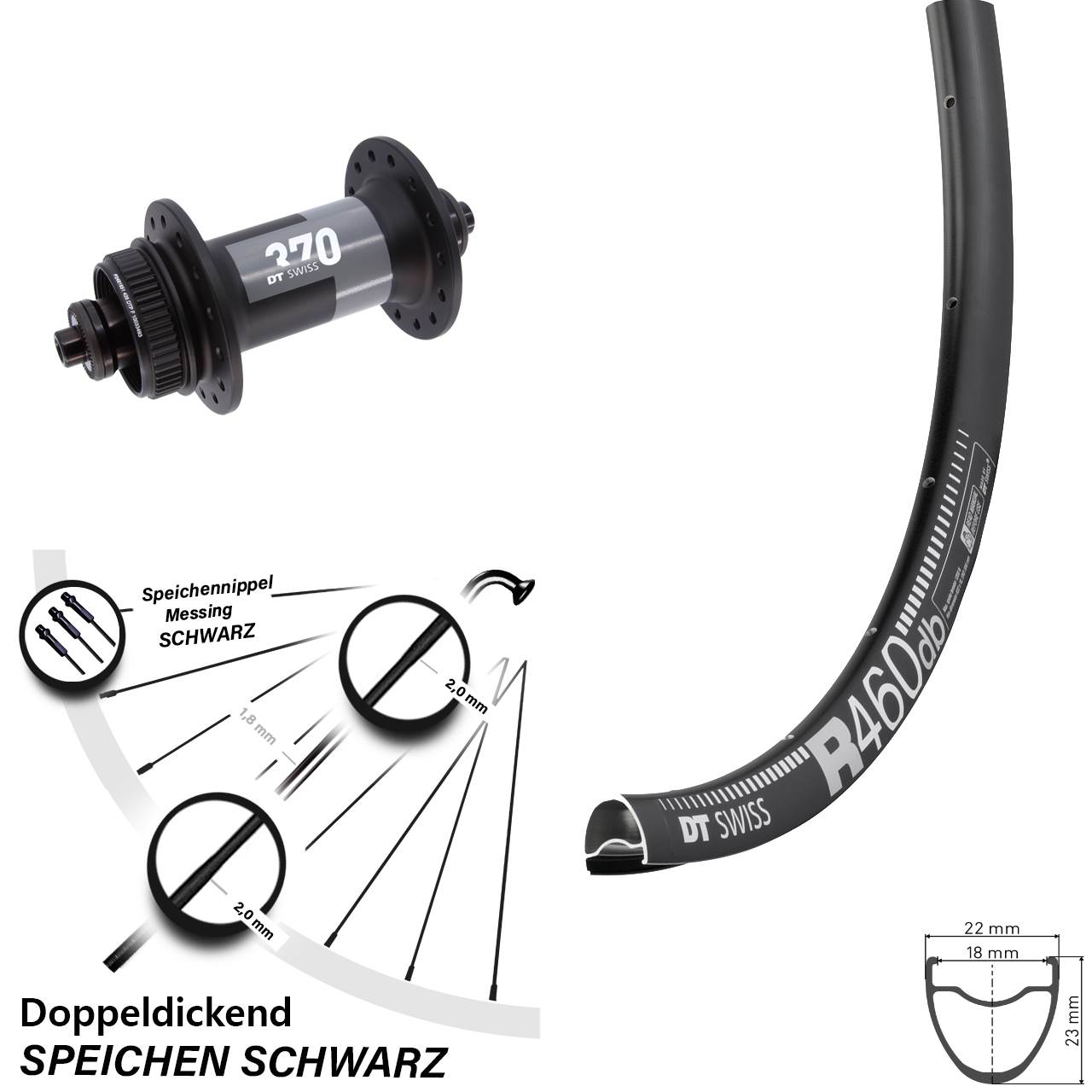 Disc Vorderrad 28 Zoll DT Swiss R 460-370 QR