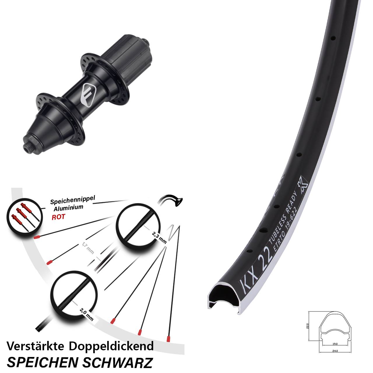 Hinterrad für Schnellspanner 28 Zoll KX 22 Formula FM-32 7 fach