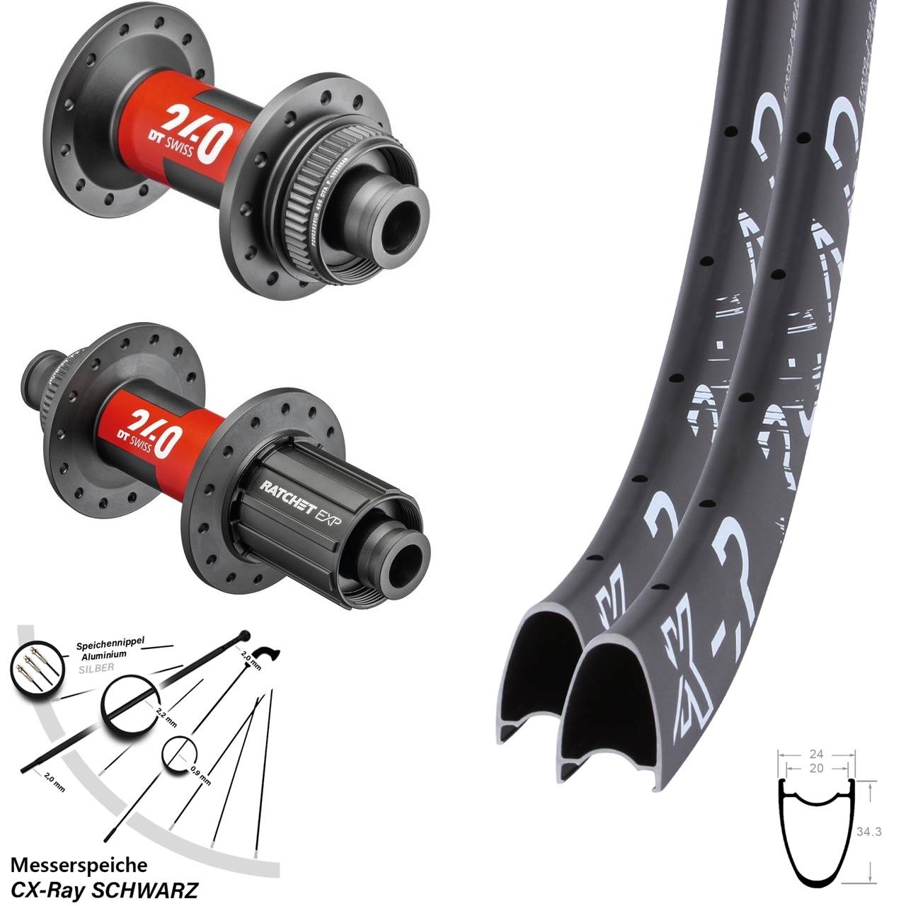 Disc Laufradsatz 29 Zoll KX-R Road DT Swiss 240 EXP 11-12 fach HG 12x100/142 CX