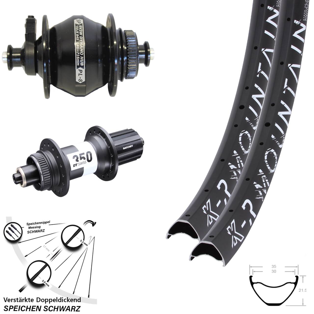 KX-R Mountain DT Swiss 350 Shutter PL-8 27,5/29 Zoll Disc Laufrad-Satz QR 8-11 fach