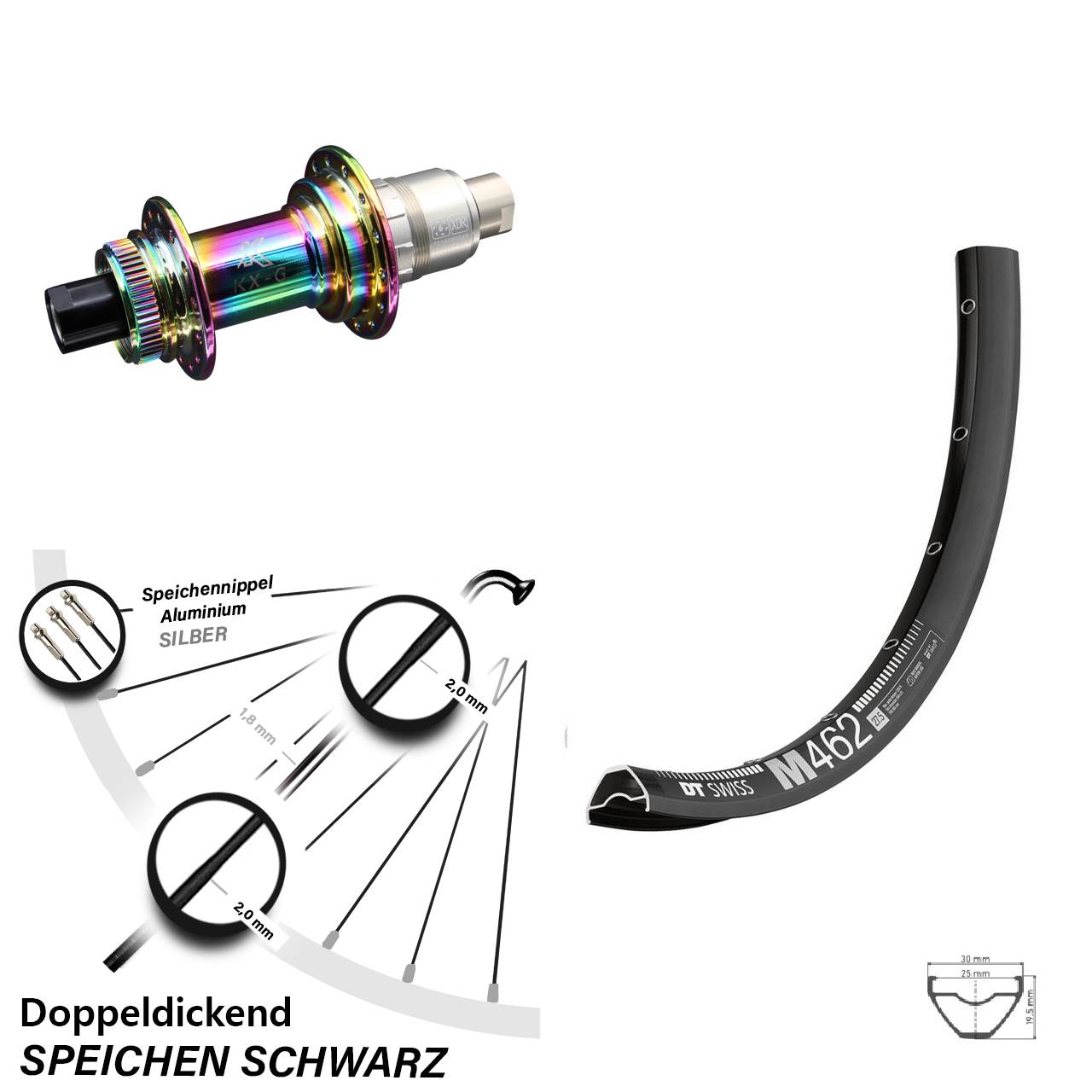 Centerlock Hinterrad 12x142 650B DT Swiss M462 KX-G Oilslick