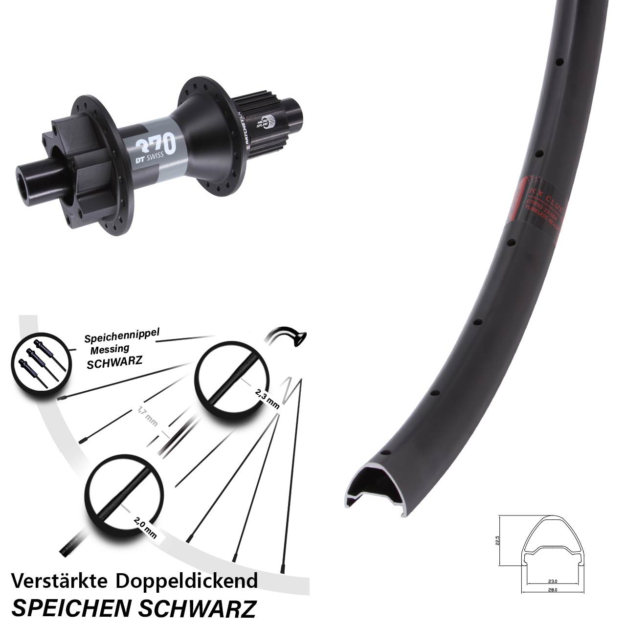 Boost Disc Hinterrad 12x148 26 Zoll KX Clue DT Swiss 370 Micro Spline