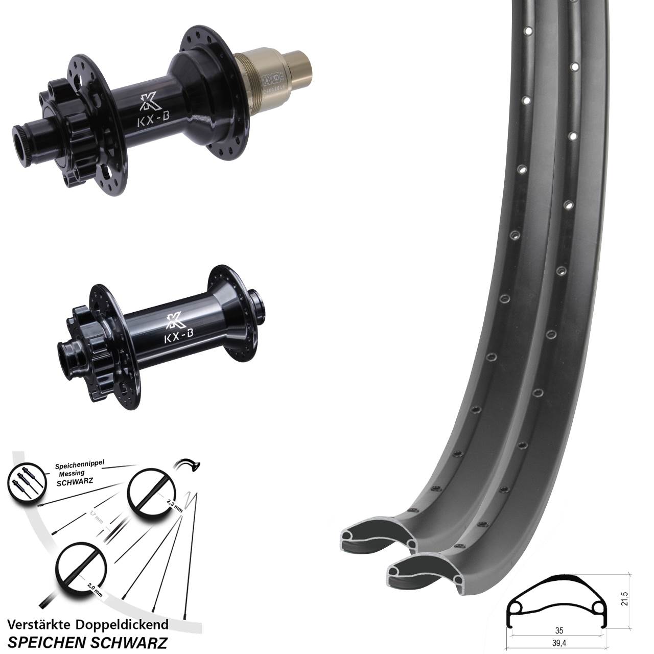 Ambrosio E35 KX-B 27,5 Zoll Laufradsatz 6-Loch 15x110 12x148 SRAM XD