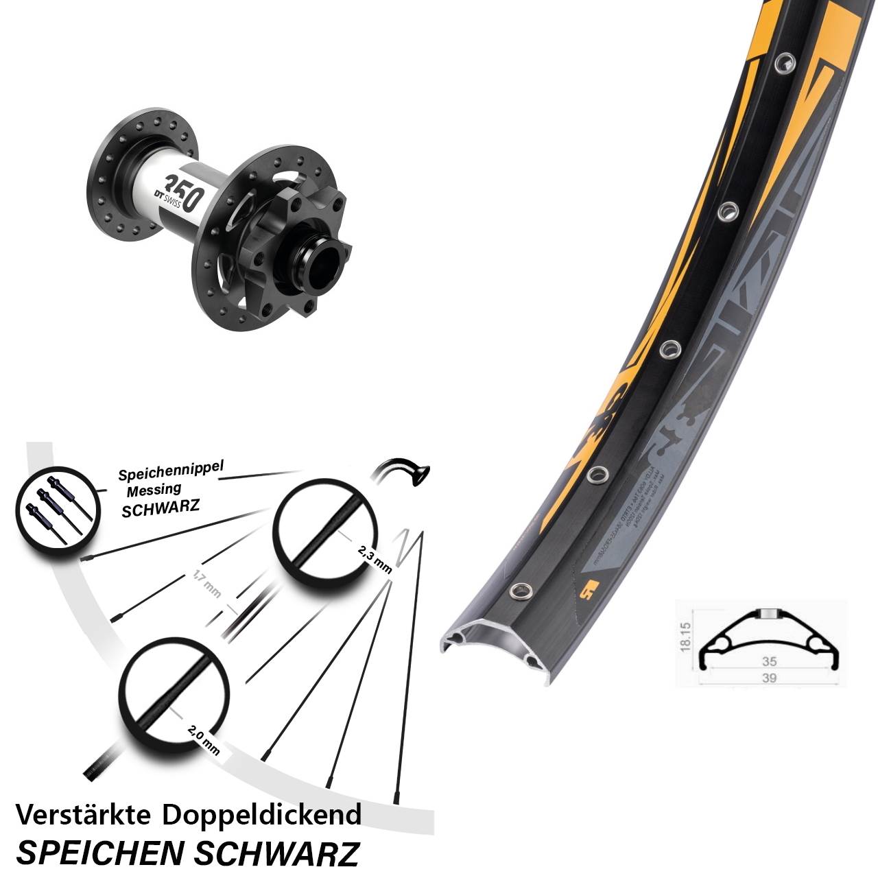 Rodi TRYP 35 DT Swiss 350 27,5 Zoll Disc Laufrad 15x100