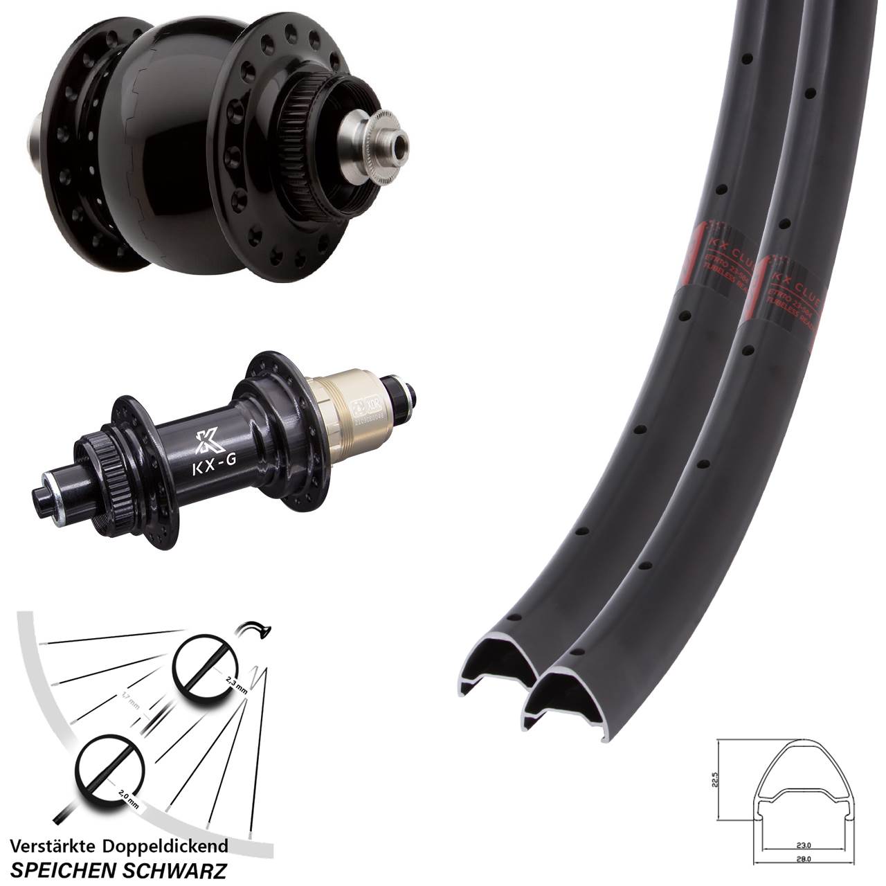Centerlock Laufradsatz für Schnellspanner 650B KX-G Clue SON 28 SRAM XDR
