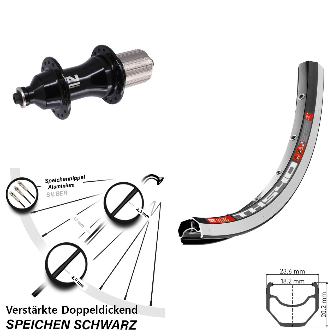 28 Zoll DT Swiss TK540 Novatec F162 Heavy Duty Hinterrad für Schnellspanner 8-12 fach