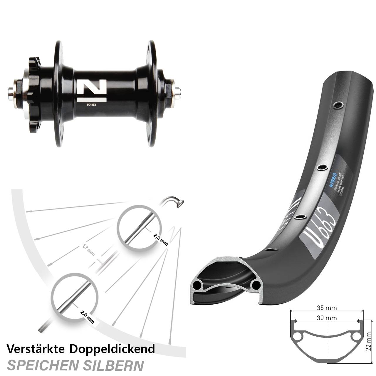 Disc 29 Zoll Vorderrad DT Swiss U 663 Novatec D041 für Schnellspanner