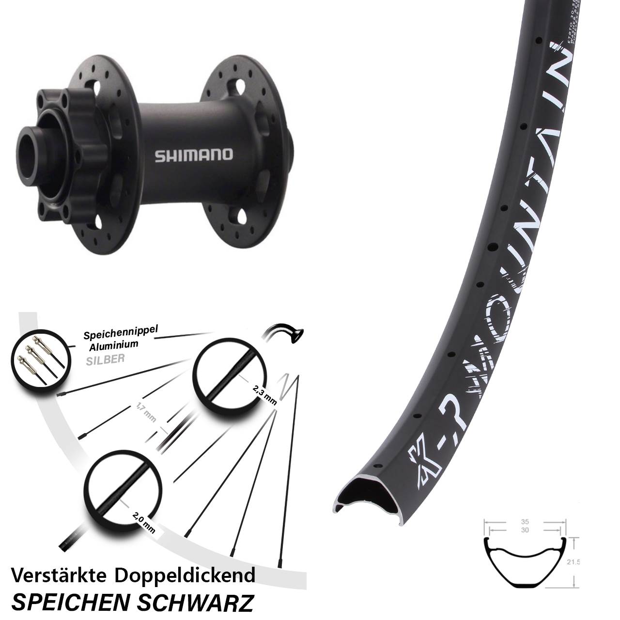 KX-R Mountain Shimano Deore XT HB-M758 29 Zoll Vorderrad 6-Loch 15x100