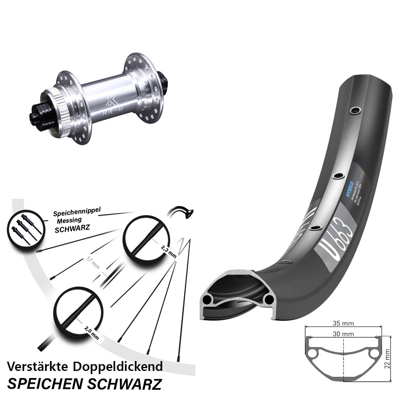 27,5 Zoll DT Swiss U 663 KX-G Centerlock Vorderrad für Schnellspanner