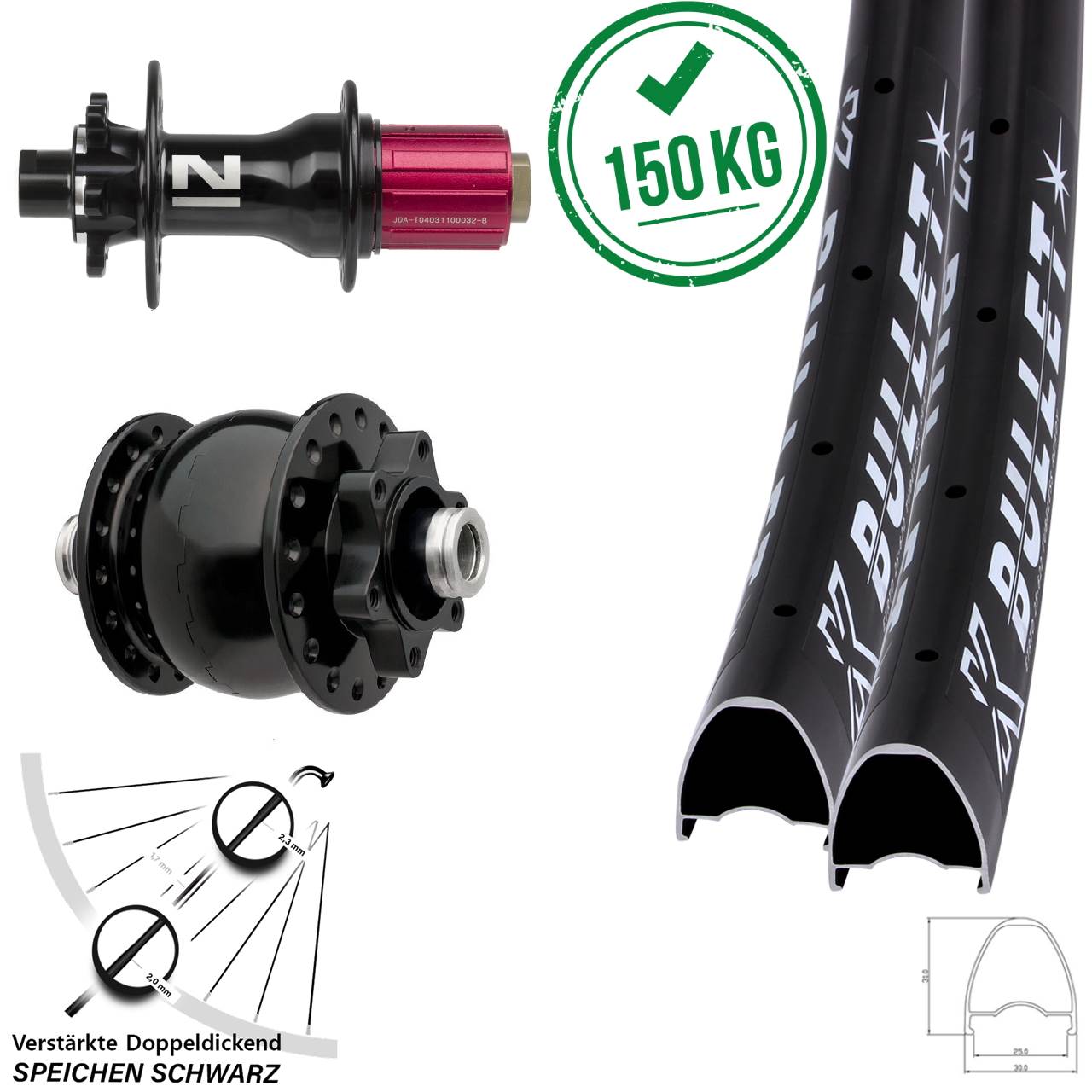 Laufradsatz 6-Loch 12x100/142 SON 28-29 Zoll KX Bullet Novatec D792 8-12 fach