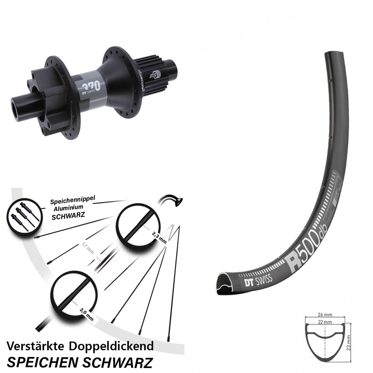 Hinterrad 6-Loch 12x142 29 Zoll DT Swiss R500-370 Shimano Micro Spline