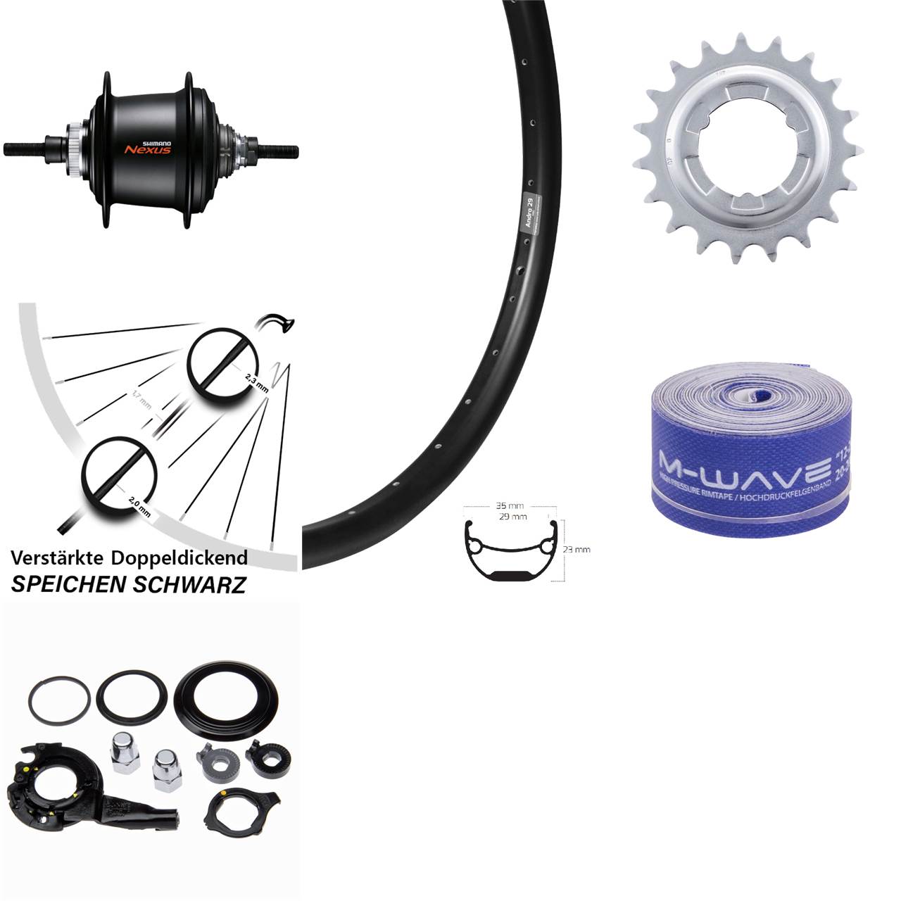 Ryde Andra 29 Zoll Hinterrad Shimano Nexus 7-Gang Nabenschaltung Centerlock