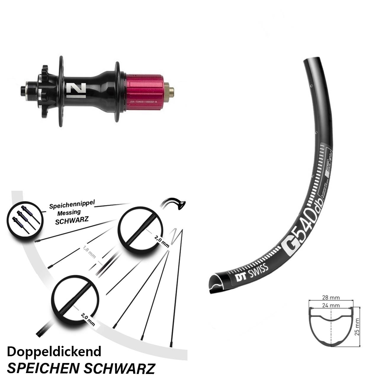Disc Laufrad 27,5 Zoll DT Swiss G 540 Novatec D792 8-12 fach für Schnellspanner