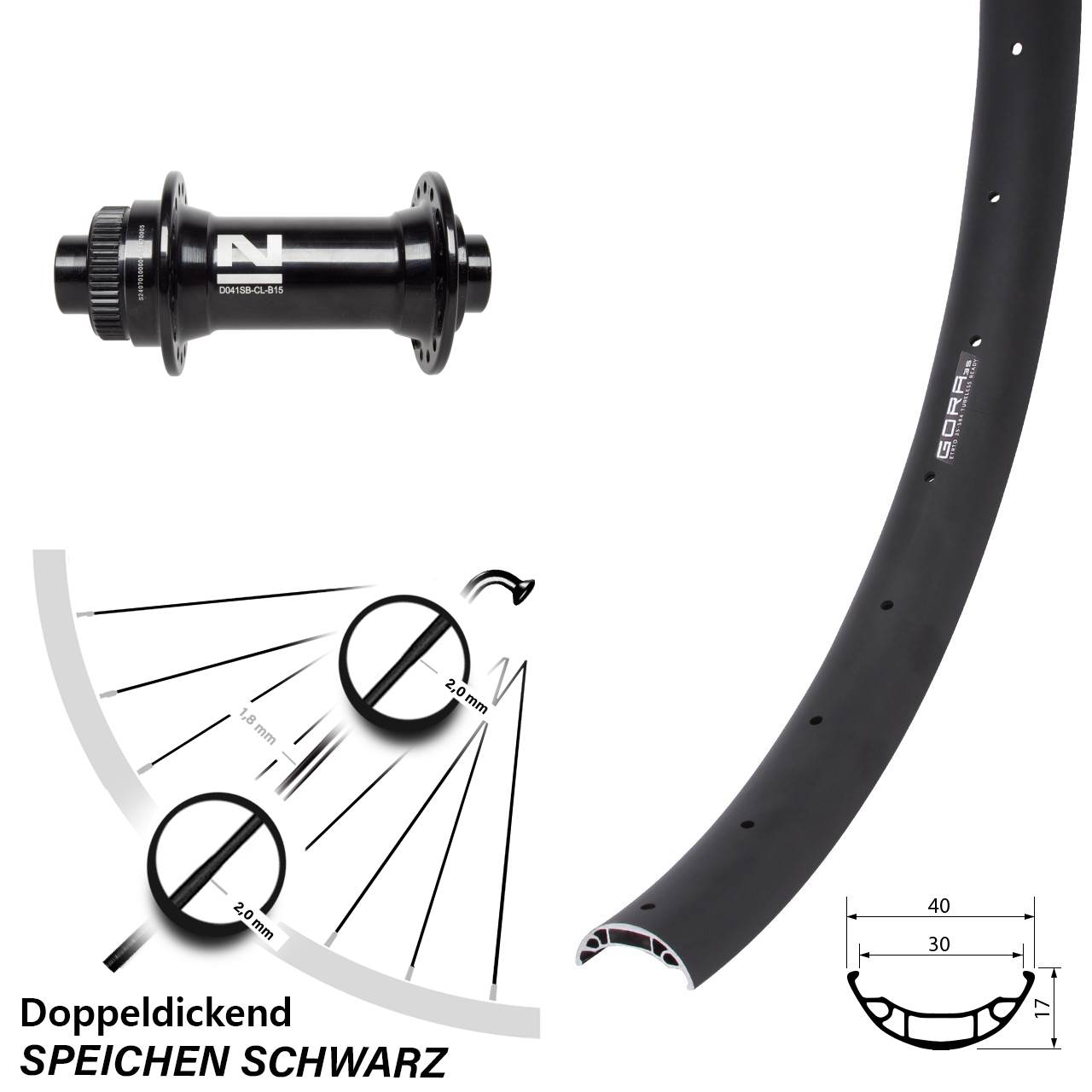 Disc Laufrad 27,5 Zoll Gora 35 Novatec D041 15x110 Boost