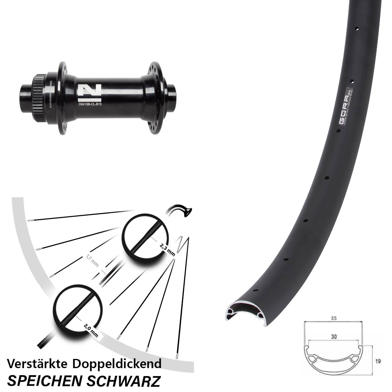 Gora 30 Novatec D041SB 29 Zoll Disc Laufrad 15x110 Boost