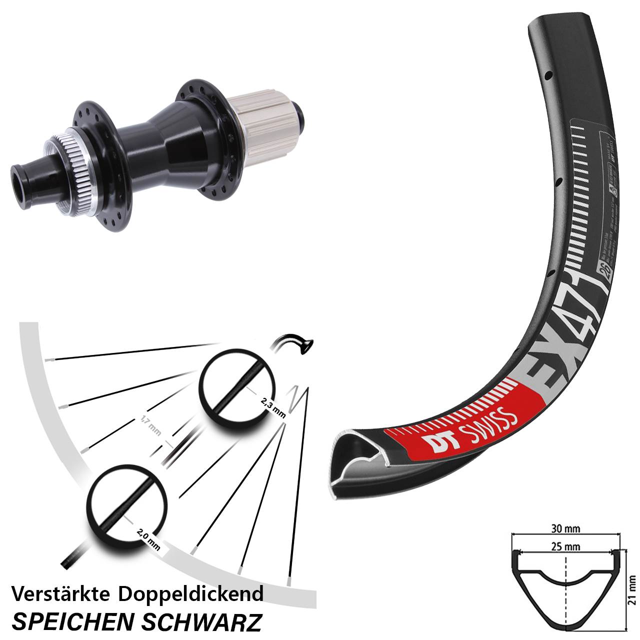 Hinterrad Centerlock 26 Zoll DT Swiss EX 471 Novatec CL-142 8-12 fach 12x142
