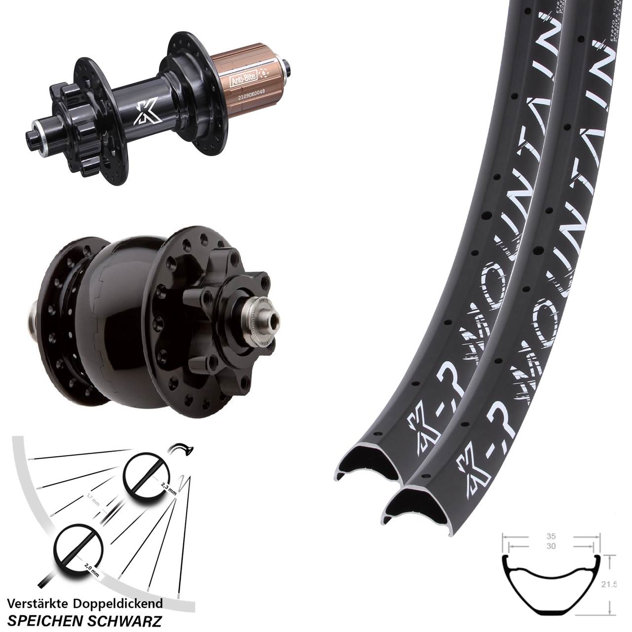 Laufrad-Satz für Schnellspanner 27,5 Zoll KXR-M Mountain SON 28 8-12 fach