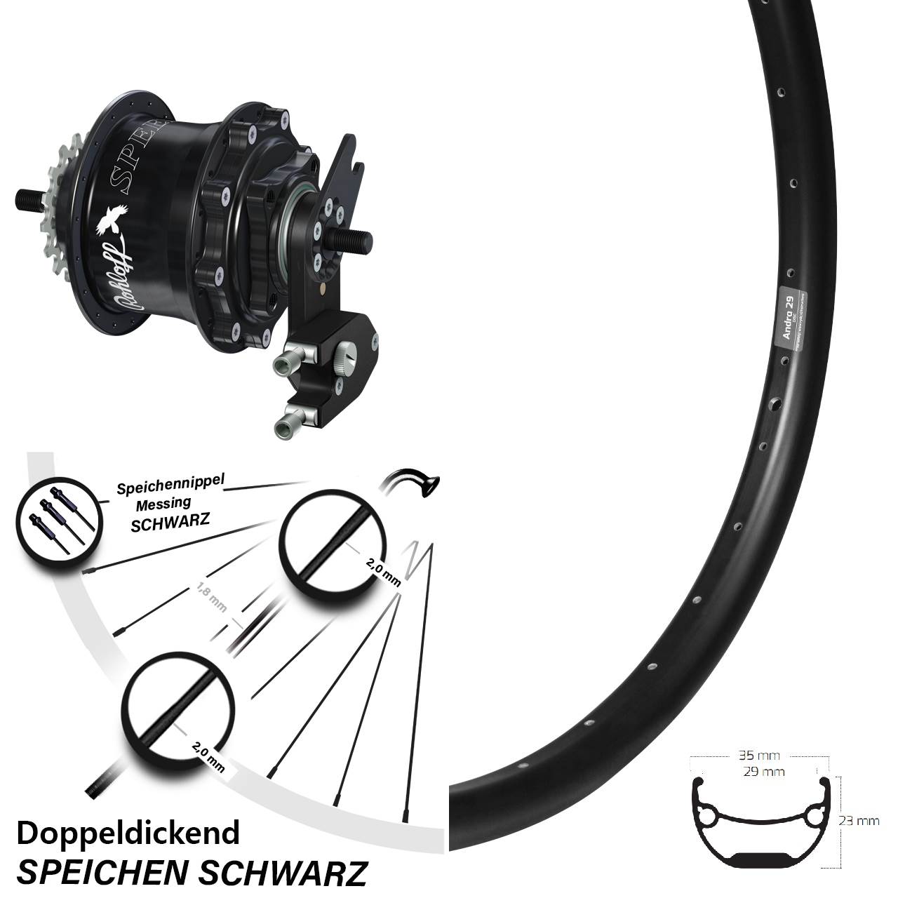 Rohloff Speedhub 500/14 TS DB OEM2 mit Ryde Andra 29 Zoll Hinterrad