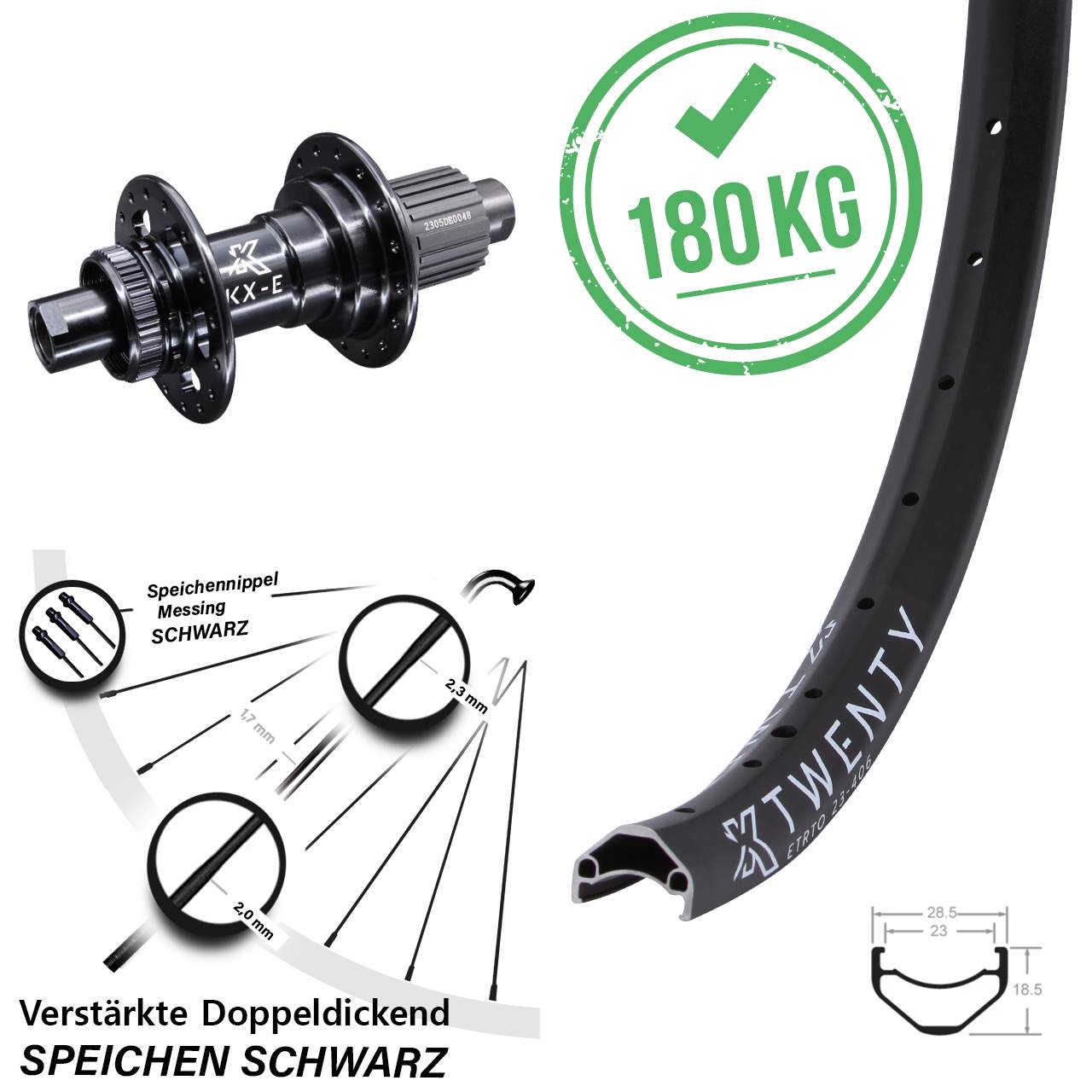20 Zoll KX-E Twenty Centerlock Micro Spline 12x142 Hinterrad