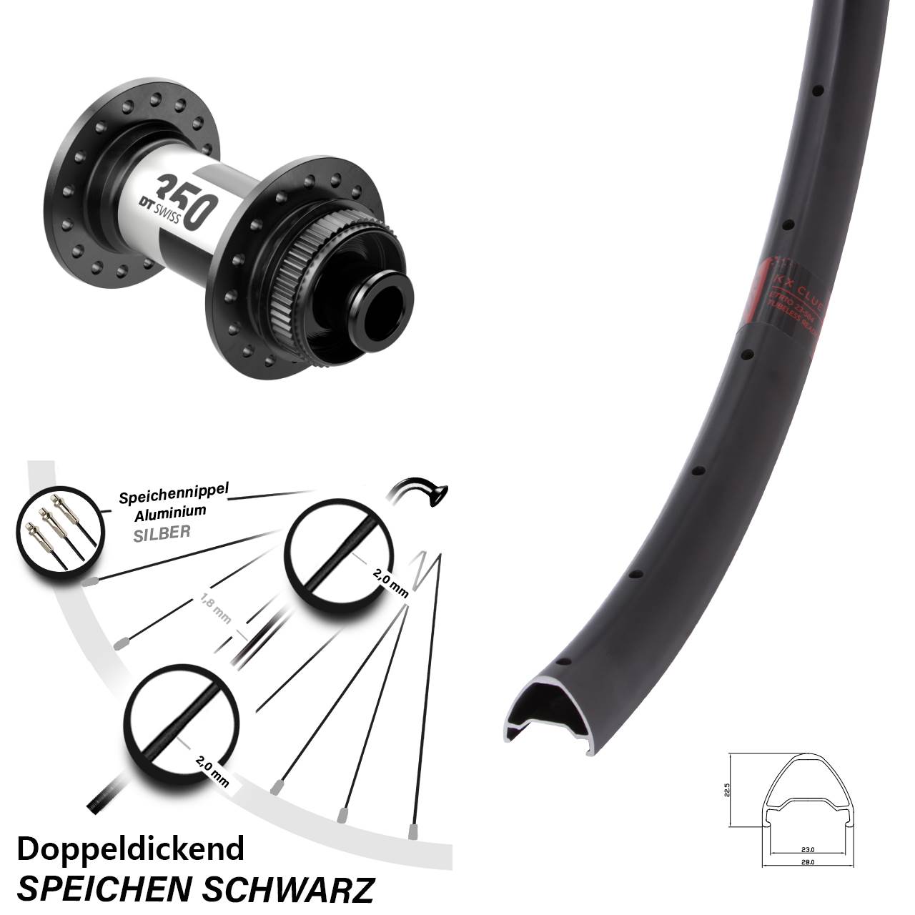KX Clue DT Swiss 350 26 Zoll Vorderrad 12x100 Centerlock