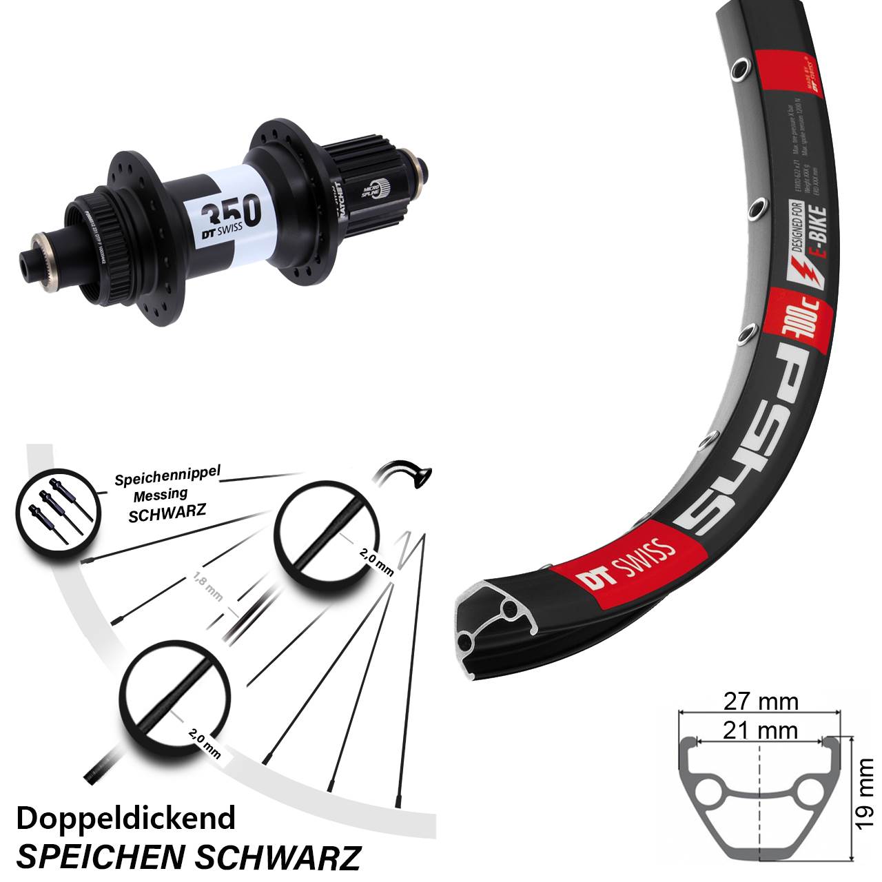 26 Zoll DT Swiss 545-350 Disc Laufrad für Schnellspanner Micro Spline