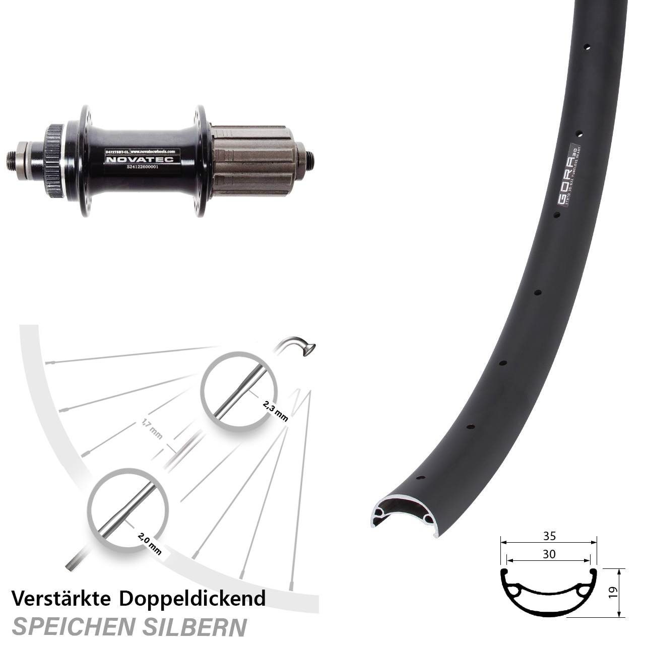 Hinterrad Centerlock für Schnellspanner 29 Zoll Gora 30 Novatec D472 8-12 fach HG