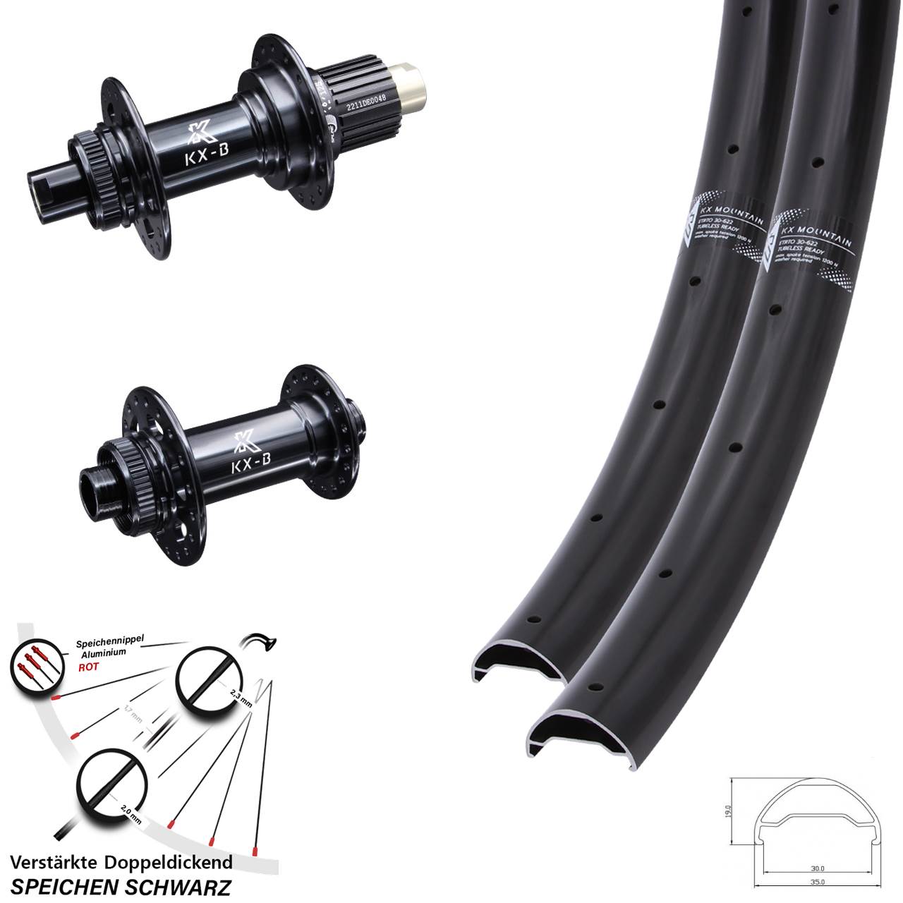 Laufradsatz Centerlock 29 Zoll KX-B Mountain TR Micro Spline 15x110 12x148 Boost