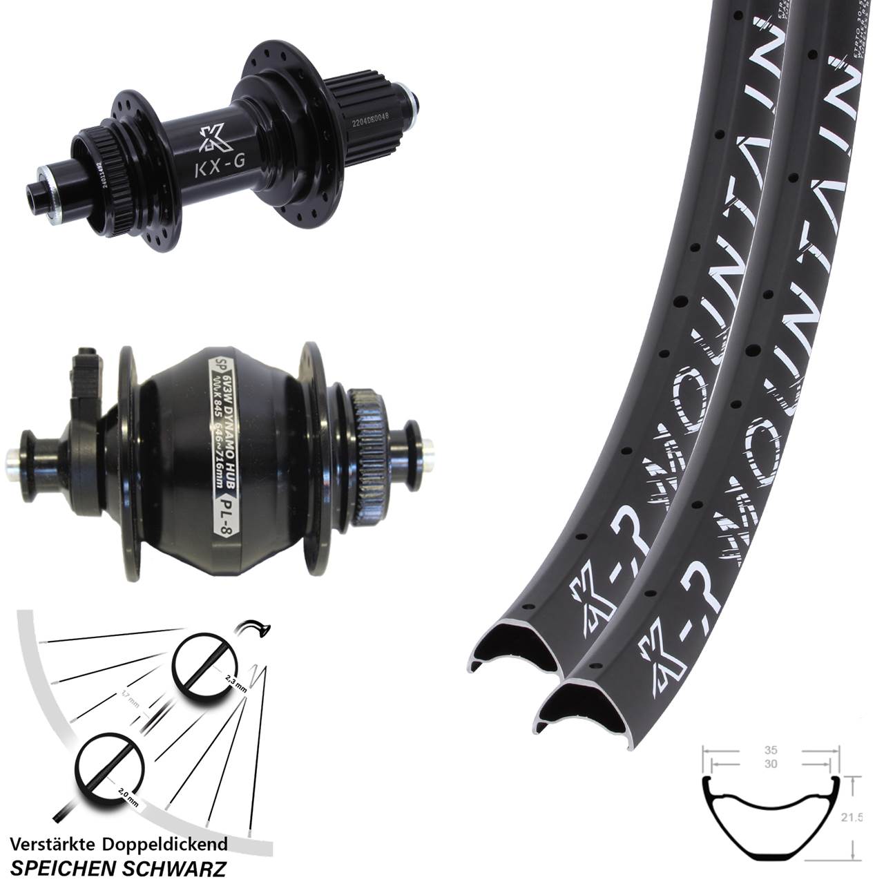 Disc Laufradsatz 27,5 Zoll KX-GSR Mountain verstärkt SP PL-8 Shimano Micro Spline QR