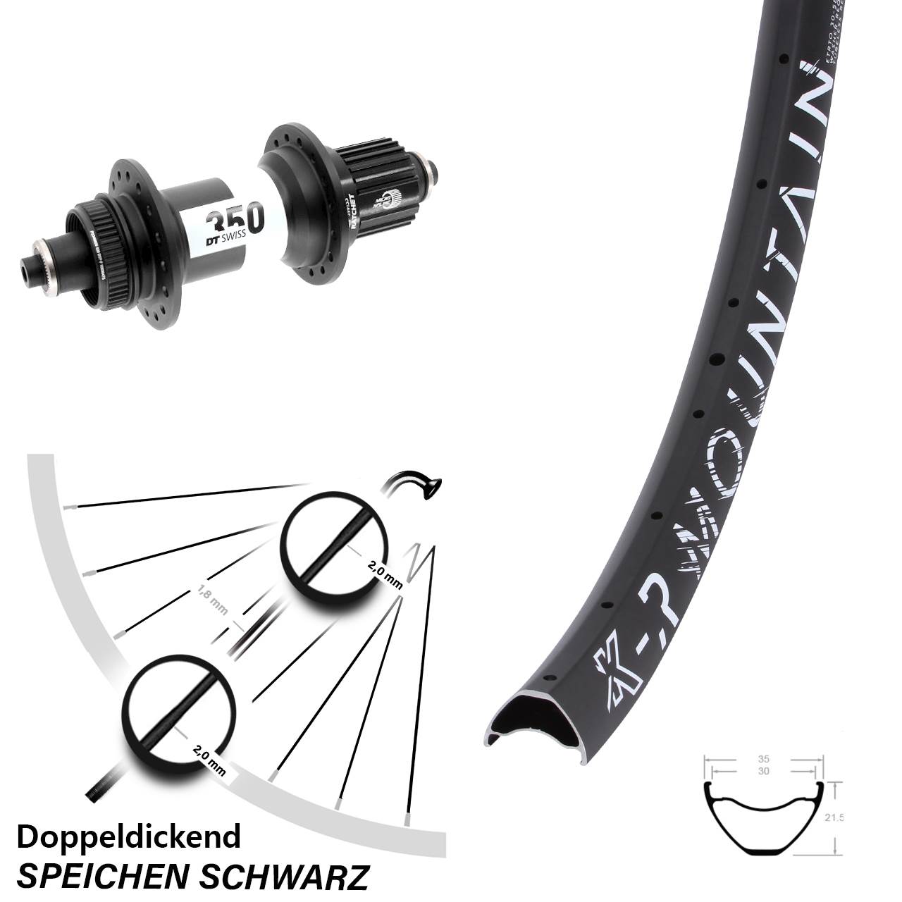 Disc Hinterrad 27,5 Zoll KX-R Mountain DT Swiss 350 Micro Spline QR Boost