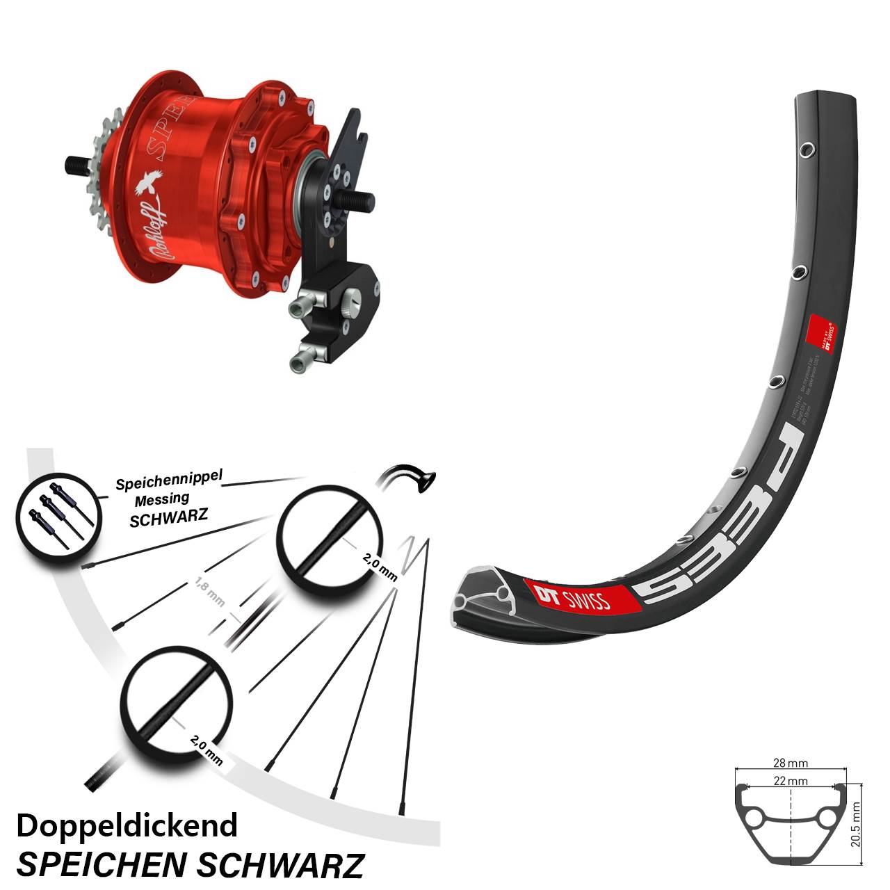 26 Zoll DT Swiss 533d Rohloff Speedhub 500/14 TS DB OEM2 rot