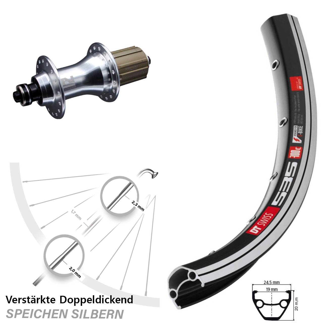 Hinterrad 26 Zoll DT Swiss 535 Novatec F162 8-12 fach HG QR