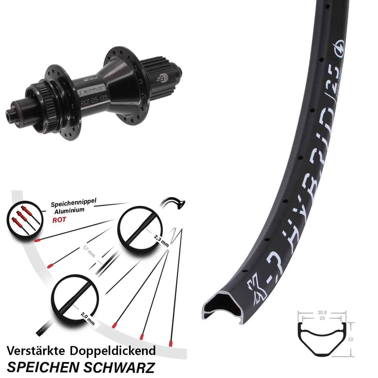 Disc Laufrad 650B KX-R Hybrid 25 DT Swiss 370 Micro Spline QR