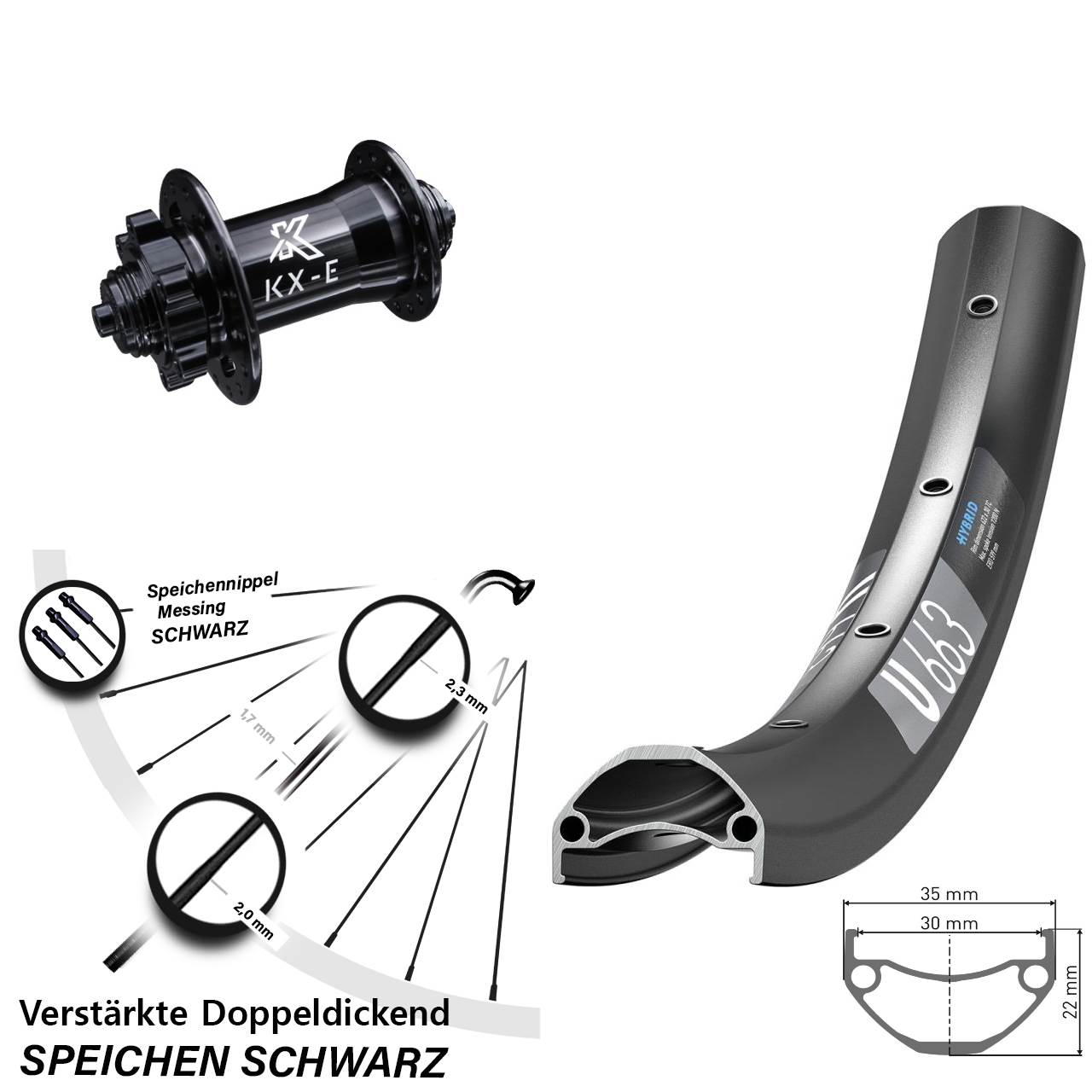 DT Swiss U663 KX-E 4-fach gelagert 6-Loch 29 Zoll Vorderrad QR