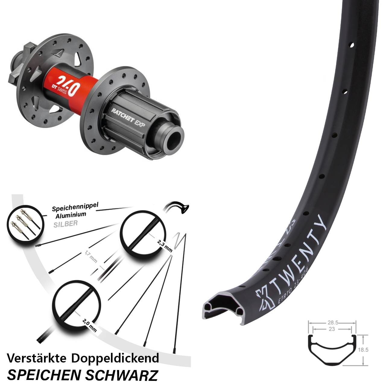 KX Twenty DT Swiss 240 20 Zoll Disc Hinterrad 12x148 8-11 fach HG
