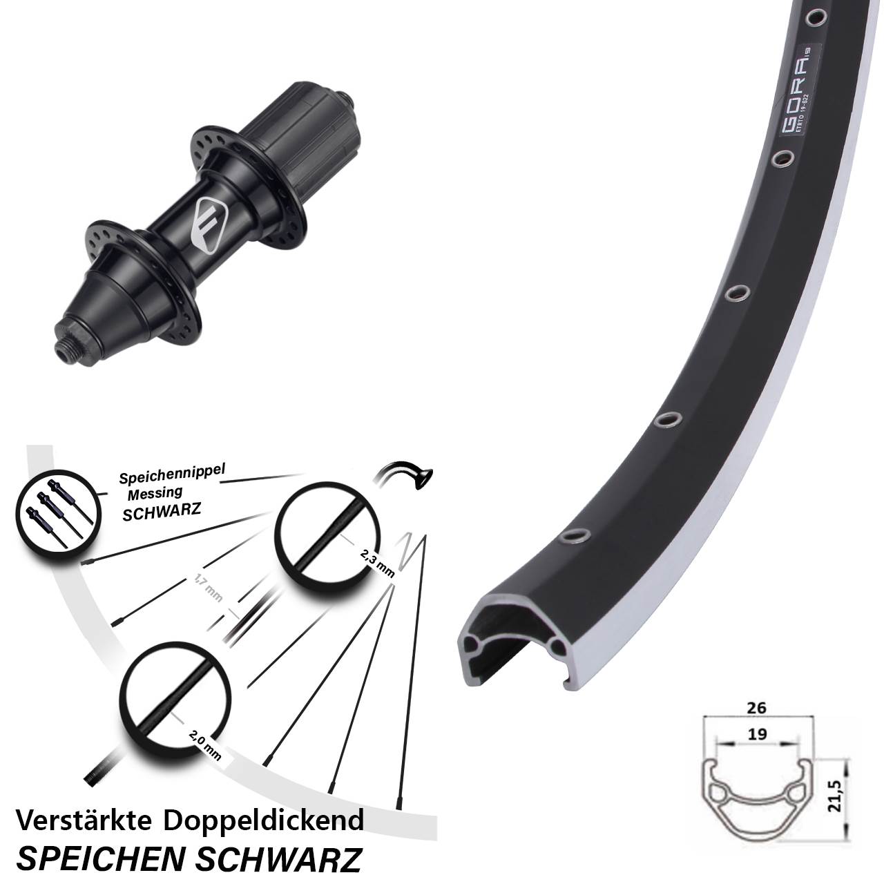 Hinterrad für Schnellspanner 28 Zoll Gora 19 Formula FM-32 7 fach