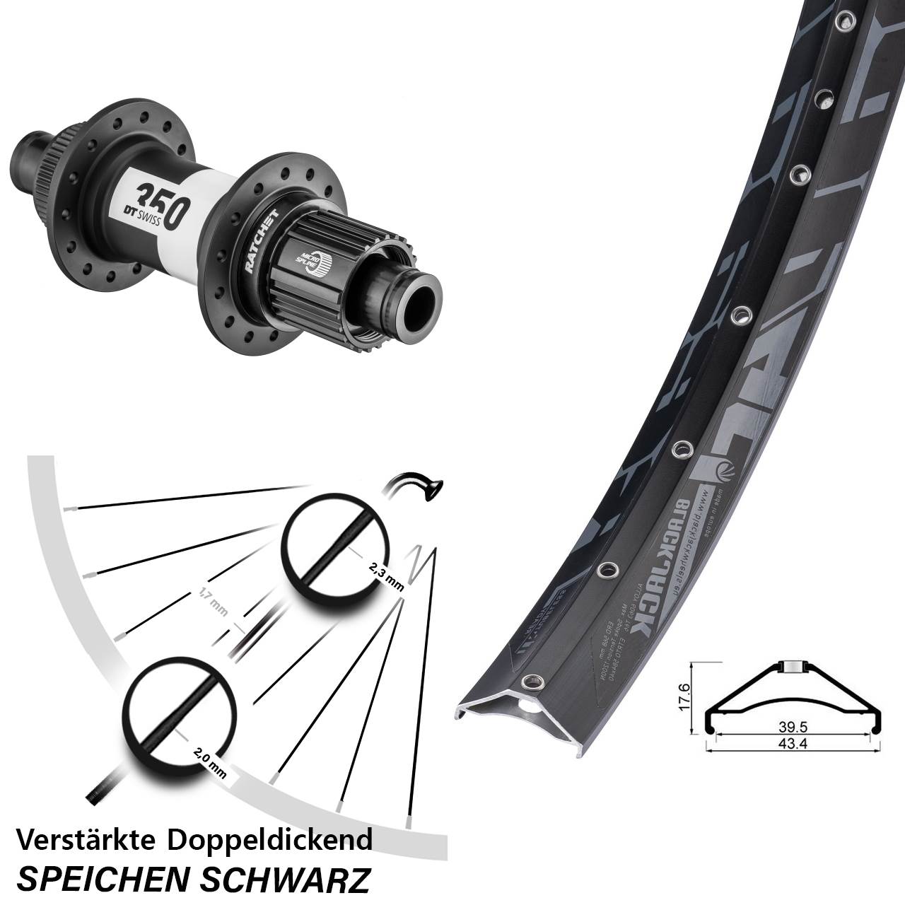 Boost Disc Laufrad 12x148 27,5 Zoll Rodi Ready 40 DT Swiss 350 Micro Spline