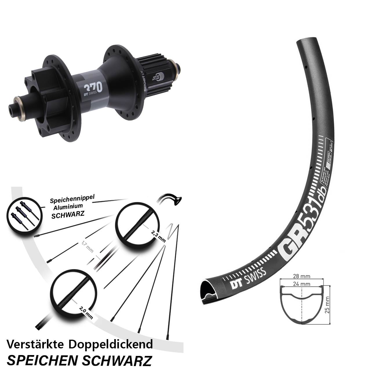 Disc Laufrad QR 28-29 Zoll DT Swiss GR531-370 Micro Spline
